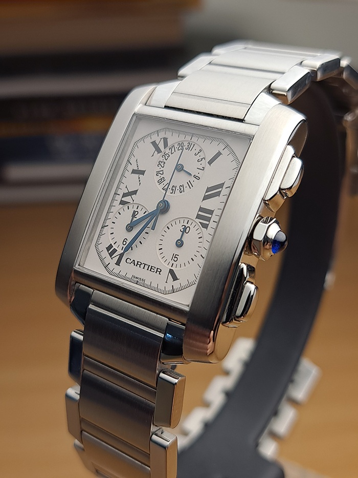 Large Cartier Tank Francaise Chronograph Wristwatch Ref. W51001Q3